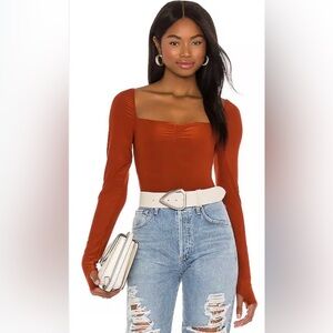 HAH Don’t be square Rust Long Sleeve Square Neck Top